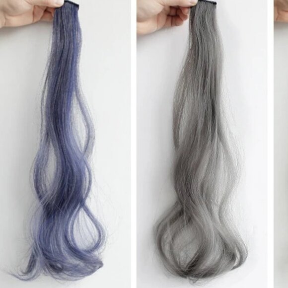 Hair Extension 55cm Synthetic Hairclip Pink & Blue / Hair Extension Set of 2 - Picture 3 of 7